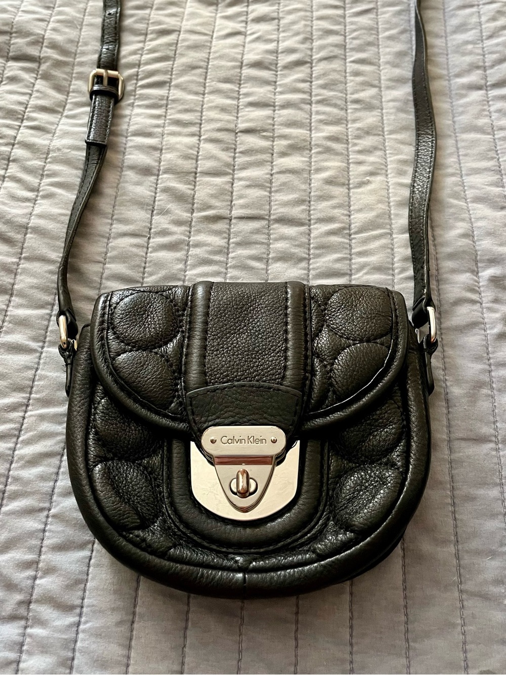 Calvin Klein black leather bag, vintage